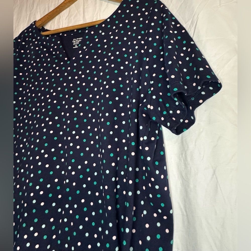 Kim Rogers  Perfectly Soft Women’s Short Sleeve Polka Dots V-Neck Top Size XL - Picture 3 of 9
